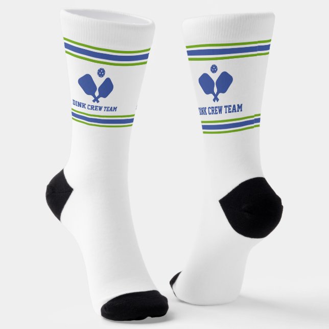 Blue Green Pickleball Paddles Personalized Team Socks (Angled)
