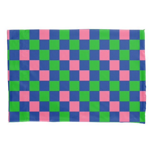 Blue Green Pink Checkered Pattern Design  Pillow Case (Front)