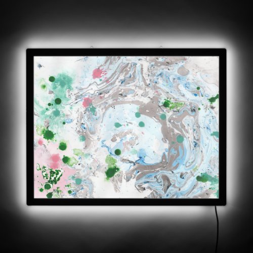Blue Green Pink Elegant Modern Abstract Painting LED Sign
