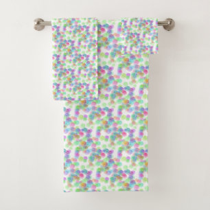 Blue Green Pink Purple Modern Abstract Elegant Bath Towel Set