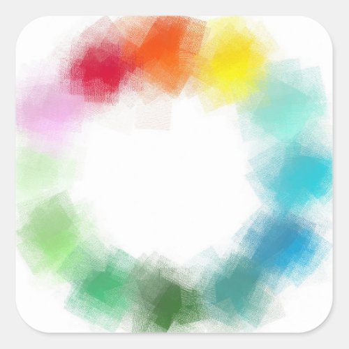 Blue Green Pink Red Yellow Orange Colorful Square Sticker