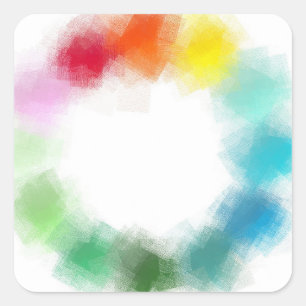 Blue Green Pink Red Yellow Orange Colorful Square Sticker