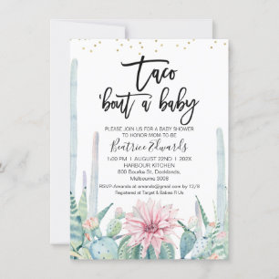 Blue Green Pink Taco Bout A Baby Baby Shower Invitation