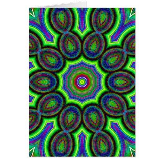 Blue, Green, Pink, Yellow Kaleidoscope Cards (Front)