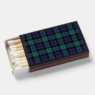 Blue Green Plaid Celebration Party Favor  Matchboxes