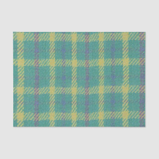 Blue Green Plaid Design Tissue Paper