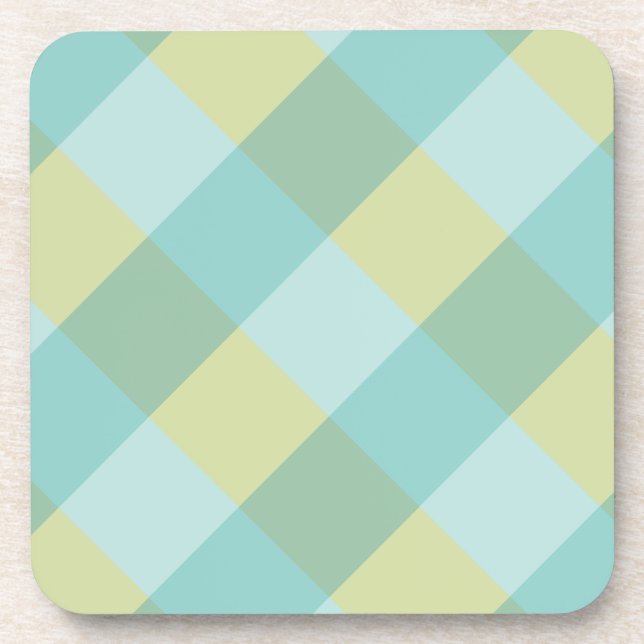 blue green plaid drink coaster (Front)