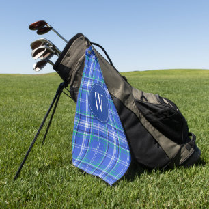 Blue & Green Plaid Golf Monogram Towel