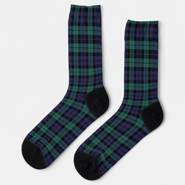 Blue Green Plaid Socks (Left)