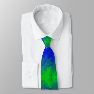 Blue Green plasma ink liquid fluid waves pattern Neck Tie