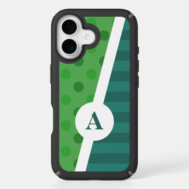 Blue & Green Polka Dot and Stripe Pattern Speck iPhone Case (Front)