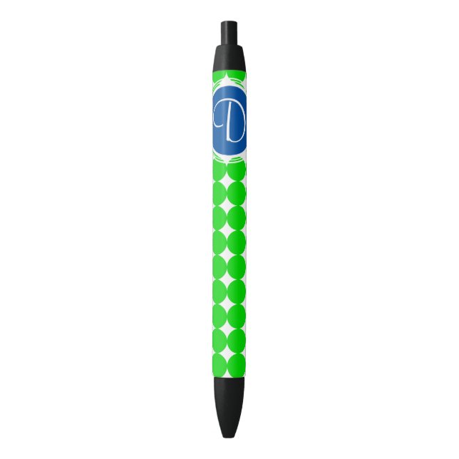Blue & Green Polka Dot Monogram Pen (Front Vertical)