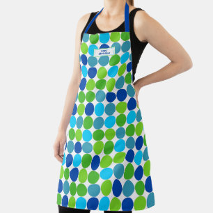Blue Green Polka Dot Pattern Apron