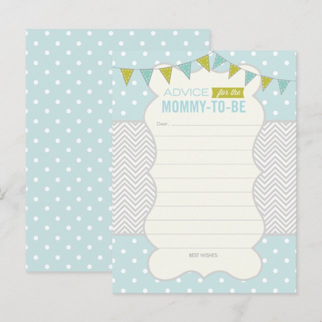 Blue Green Polka Dots Baby Shower Advice Card (Front/Back)