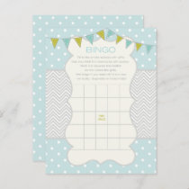 Blue Green Polka Dots Baby Shower Bingo Game Card