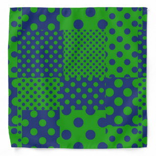 Blue Green Polka Dots Patchwork  Bandana