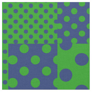 Blue Green Polka Dots Patchwork  Fabric