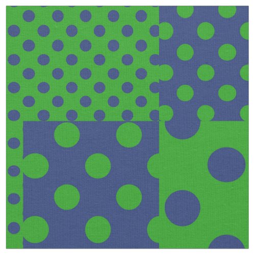 Blue Green Polka Dots Patchwork  Fabric