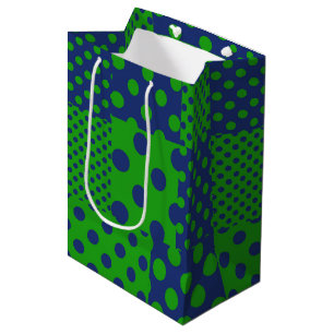 Blue Green Polka Dots Patchwork  Medium Gift Bag