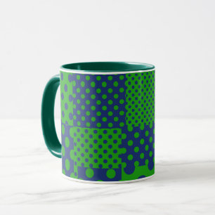 Blue Green Polka Dots Patchwork  Mug
