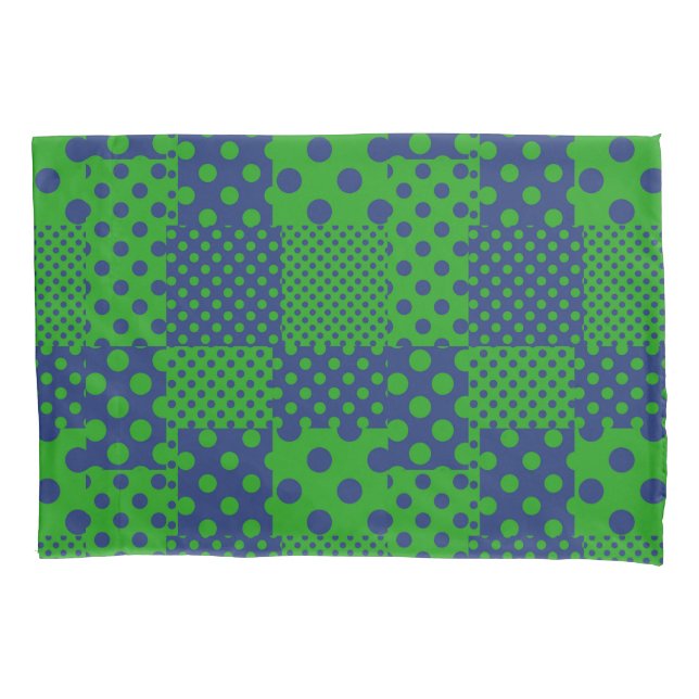Blue Green Polka Dots Patchwork  Pillow Case (Front)