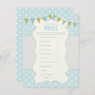 Blue Green Polka Dots Price is Right Shower Game Invitation Postcard