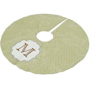 Blue Green Polkadot Monogram Initial Tree Skirt
