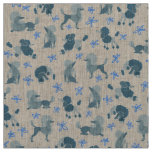 Blue-Green Poodle Pattern on a plain background Fabric