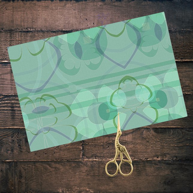 Blue Green Pop Art Nouveau Abstract Floral Collage Tissue Paper (Creator Uploaded)
