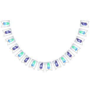 Blue & Green Popsicle Happy Birthday Bunting Flags