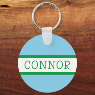 Blue Green Preppy Personalized Backpack Tag Keychain