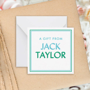 Blue Green Preppy Personalized Gift Enclosure Note Card