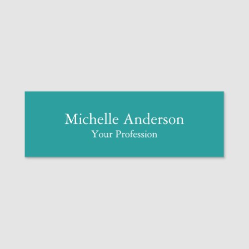 Blue Green Professional Minimalist Modern Plain Name Tag