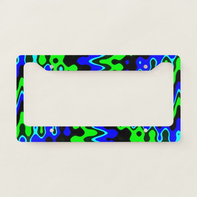 Blue & Green Psychedelic License Plate Frame (Front)