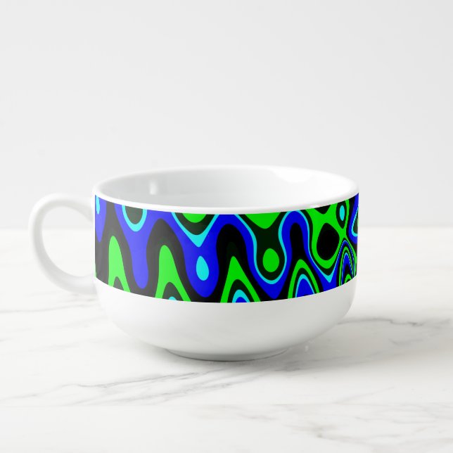 Blue & green Psychedelic Soup Mug or Cereal Bowl (Right)