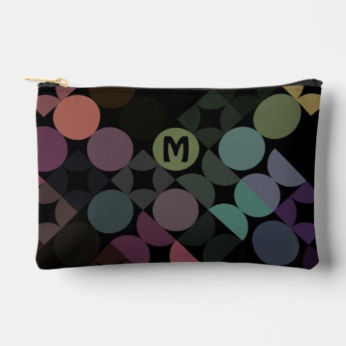 Blue Green Purple Black Midcentury Circles Pattern Accessory Pouch