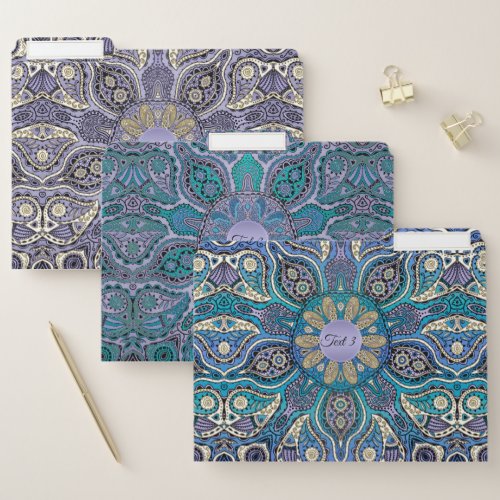 Blue Green Purple Mandala File Folders