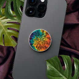 Blue Green Purple Orange Yellow Black Tie Dye Art PopSocket