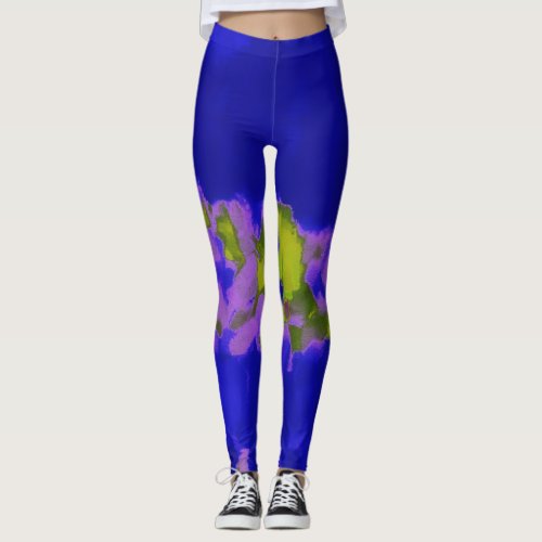 Blue Green Purple Paint Splatter Leggings