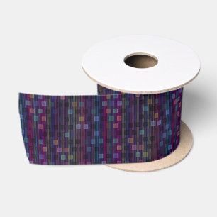 Blue, green, purple, pink squares with stripes satin ribbon