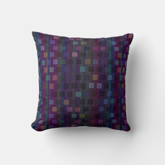 Blue, green, purple, pink squares with stripes throw pillow