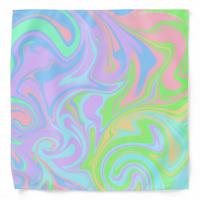 Blue Green Purple Pink Swirl Abstract Design Bandana (Front)