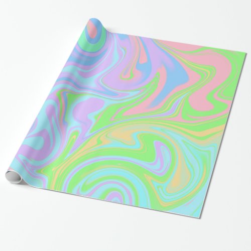 Blue Green Purple Pink Swirl Abstract Design Wrapping Paper