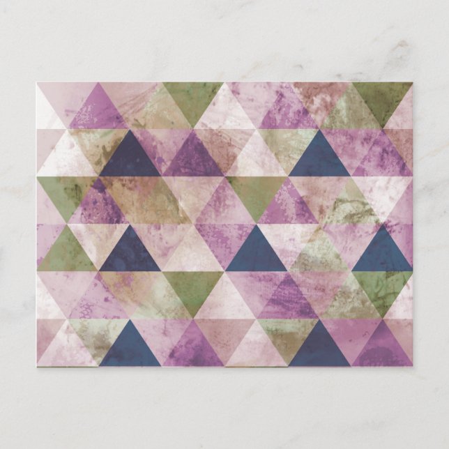 Blue, Green & Purple Triangle Geometric Design Postcard (Front)