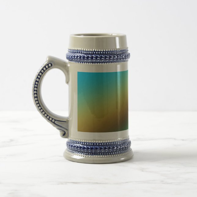 Blue green rainbow abstract texture pattern art  t beer stein (Left)