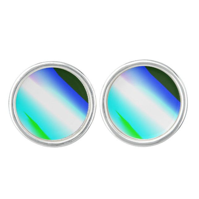 Blue green rainbow abstract texture pattern art  t cufflinks (Front)