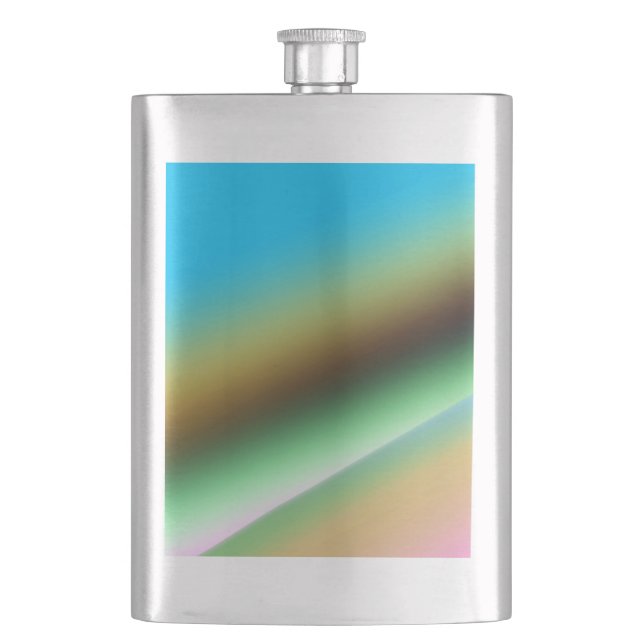 Blue green rainbow abstract texture pattern art  t flask (Front)