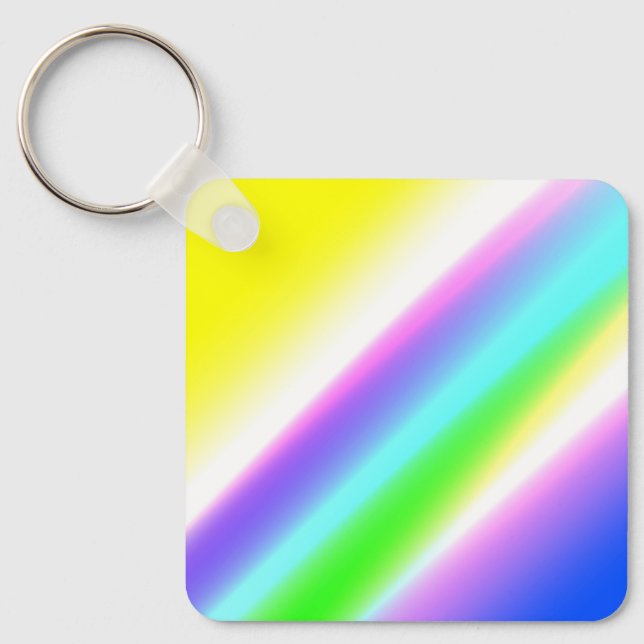 Blue green rainbow abstract texture pattern art  t keychain (Front)