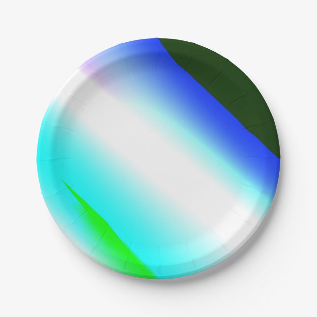 Blue green rainbow abstract texture pattern art  t paper plates (Front)