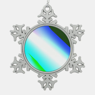 Blue green rainbow abstract texture pattern art t snowflake pewter christmas ornament
